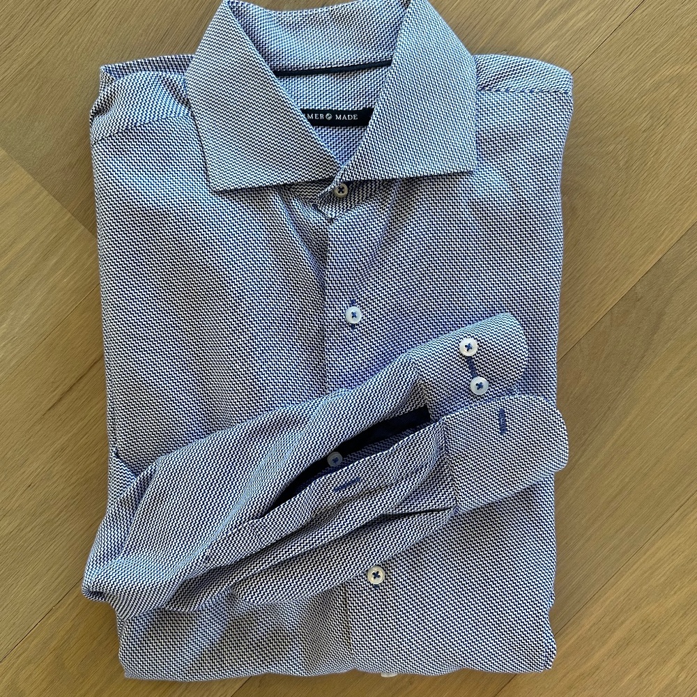 Mens' Hammer Made Dress Shirt - blue and white 42 / 16.5